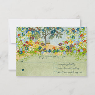 Blauwgroen  liefdesvederzwijn RSVP Kaartje