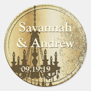 Blauwgroen liefdesvezel gouden bruiloft ronde sticker