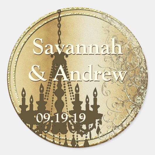 Blauwgroen liefdesvezel gouden bruiloft ronde sticker (Voorkant)