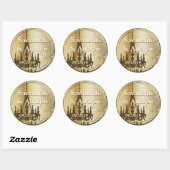 Blauwgroen liefdesvezel gouden bruiloft ronde sticker (Vel)