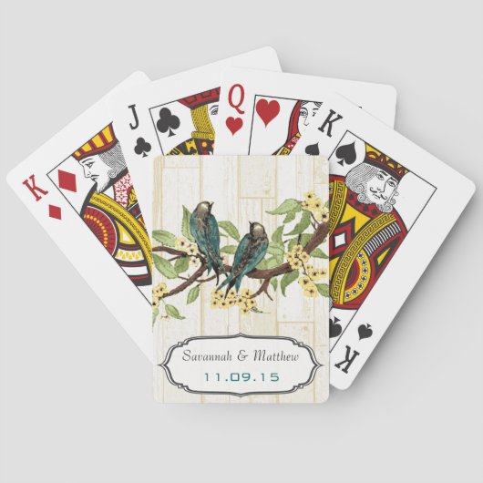  Blauwgroen-liefdesweddenschap Gift-speelkaart Speelkaarten (Achterkant)