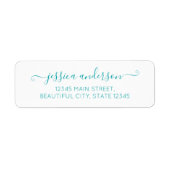 Blauwgroen Light Blue Elegant Moderne Calligrafie  Etiket (Voorkant)
