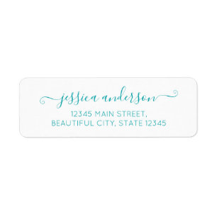 Blauwgroen Light Blue Elegant Moderne Calligrafie  Etiket