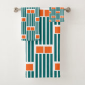 Blauwgroen lijnen en boxen bad handdoek (Insitu)