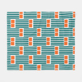 Blauwgroen lijnen en boxen fleece deken (Voorkant (Horizontaal))