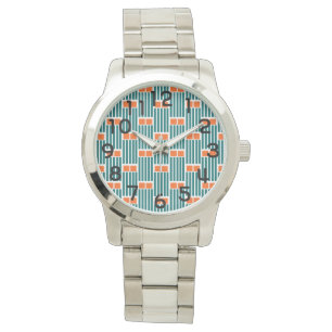 Blauwgroen lijnen en boxen horloge