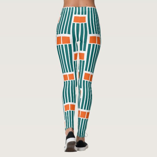 Blauwgroen lijnen en boxen leggings (Achterkant)