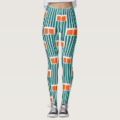 Blauwgroen lijnen en boxen leggings (Voorkant)