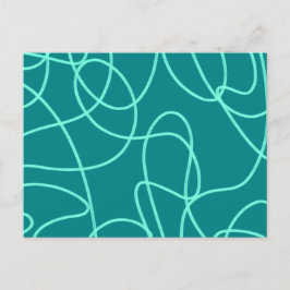 Blauwgroen lijnkunst briefkaart