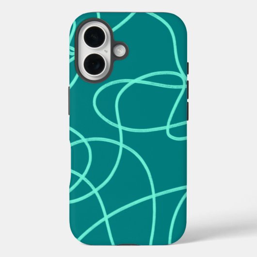 Blauwgroen lijnkunst Case-Mate iPhone case (Achterkant)