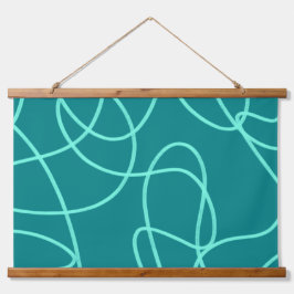 Blauwgroen lijnkunst hangend wandkleed