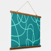 Blauwgroen lijnkunst hangend wandkleed (Gebogen)