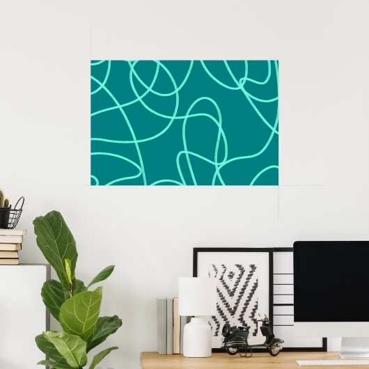 Blauwgroen lijnkunst poster (Thuiskantoor)
