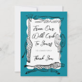 Blauwgroen Lijst voor wilde safaridieren Bedankkaart (Voorkant)