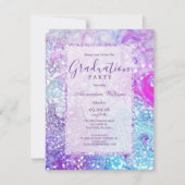 Blauwgroen lila lavendel marmer glitter Afstuderen Kaart (Voorkant)