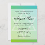 Blauwgroen Lime Green Star van David Bat Mitzvah Kaart (Voorkant)
