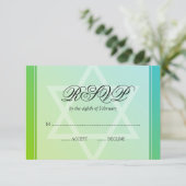 Blauwgroen Lime Green Star van David Bat Mitzvah R RSVP Kaartje (Staand voorkant)