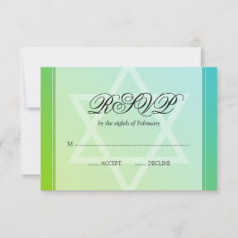 Blauwgroen Lime Green Star van David Bat Mitzvah R RSVP Kaartje