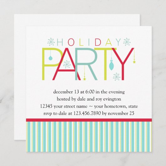 Blauwgroen Limoen Donkerroze feestdagUitnodiging Kaart (Voorkant / Achterkant)