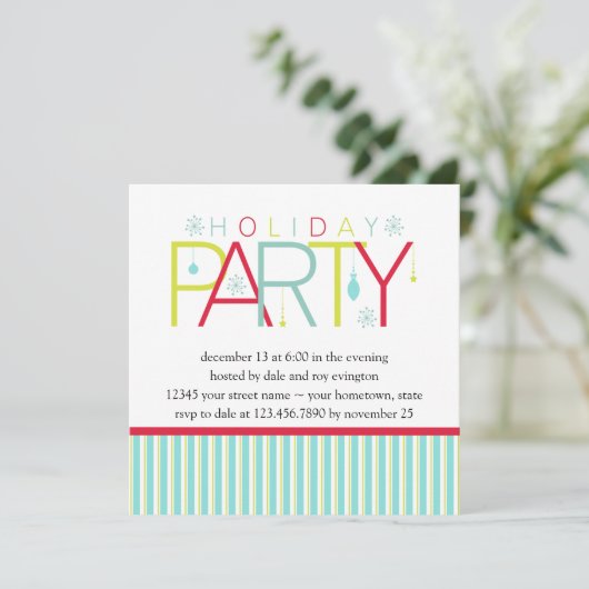 Blauwgroen Limoen Donkerroze feestdagUitnodiging Kaart (Staand voorkant)