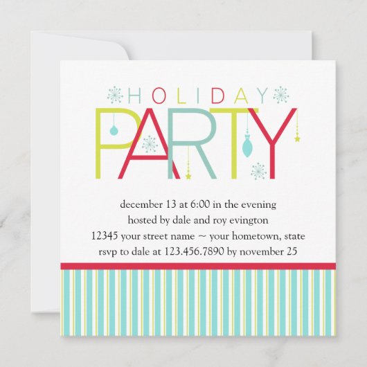 Blauwgroen Limoen Donkerroze feestdagUitnodiging Kaart (Voorkant)