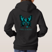 Blauwgroen lint dat ik zal overleven! Vlinder Hoodie (Achterkant)