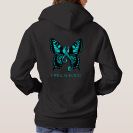 Blauwgroen lint dat ik zal overleven! Vlinder Hoodie