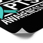 Blauwgroen Lint Juni PTSS Awareness Maand Poster (Hoek)