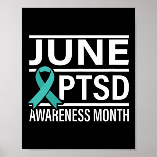 Blauwgroen Lint Juni PTSS Awareness Maand Poster (Voorkant)