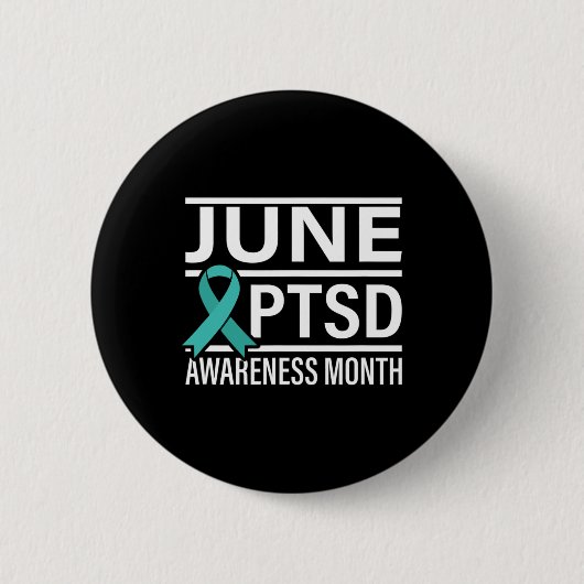Blauwgroen Lint Juni PTSS Awareness Maand Ronde Button 5,7 Cm (Voorkant)
