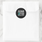 Blauwgroen Lint Juni PTSS Awareness Maand Ronde Sticker (Tas)
