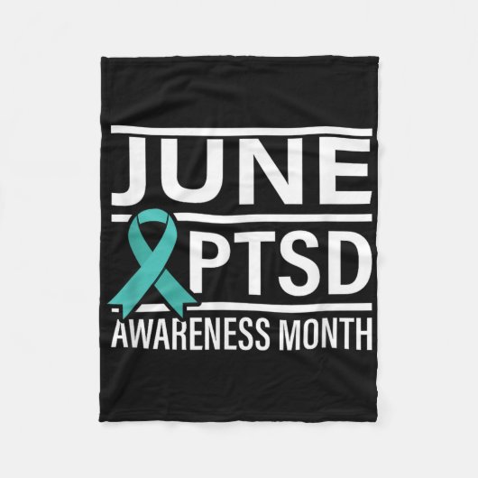 Blauwgroen lint juni PTSS Awareness Month Fleece Deken (Voorkant)