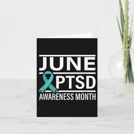 Blauwgroen lint juni PTSS Awareness Month Kaart (Voorkant)
