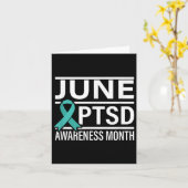Blauwgroen lint juni PTSS Awareness Month Kaart (Gele Bloem)