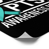 Blauwgroen lint juni PTSS Awareness Month Poster (Hoek)