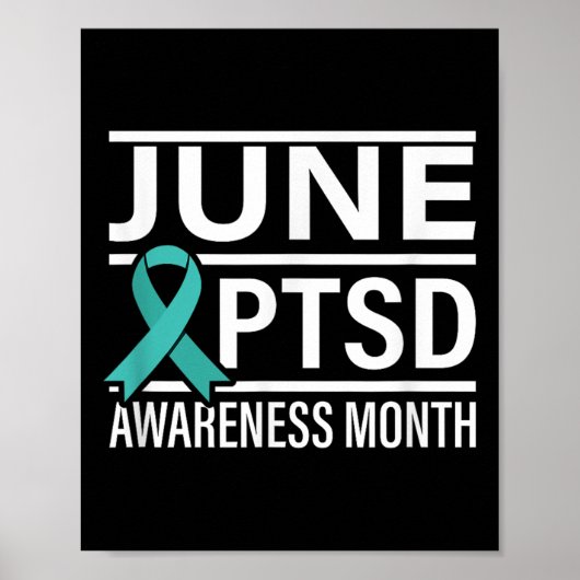 Blauwgroen lint juni PTSS Awareness Month Poster (Voorkant)