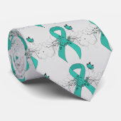 Blauwgroen lint met vlinder stropdas (Opgerold)