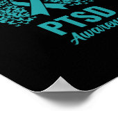 Blauwgroen lint met vlinders- PTSS Awareness Poster (Hoek)