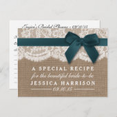 Blauwgroen lint op Vrijgezellenfeest op schoot en  Uitnodiging Briefkaart (Voorkant / Achterkant)