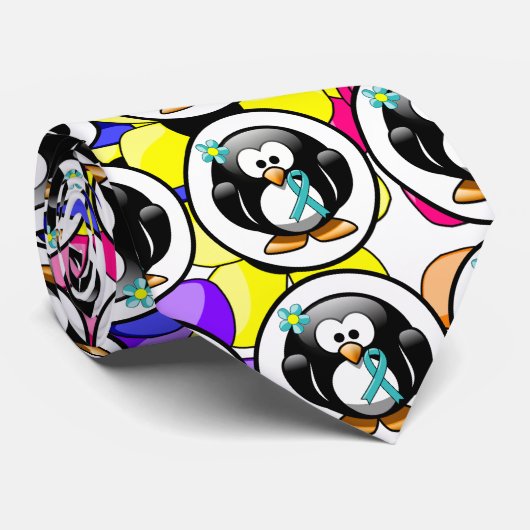 Blauwgroen lint Penguin Stropdas (Opgerold)