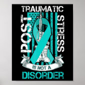 Blauwgroen lint Post Traumatische Stress Flag PTSS Poster (Voorkant)