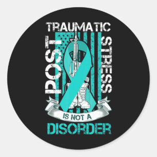 Blauwgroen lint Post Traumatische Stress Flag PTSS Ronde Sticker