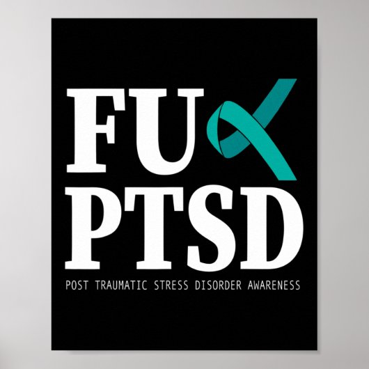 Blauwgroen Lint PTSS Awareness - Ondersteuning Str Poster (Voorkant)