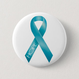 Blauwgroen lint ronde button 5,7 cm