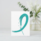 Blauwgroen lint van Ovariumkanker A4 Briefkaart (Staand voorkant)