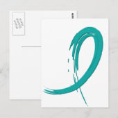 Blauwgroen lint van Ovariumkanker A4 Briefkaart (Voorkant / Achterkant)