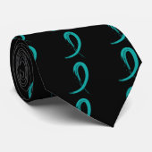 Blauwgroen lint van Ovariumkanker A4 Stropdas (Opgerold)