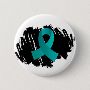 Blauwgroen lint voor eierstokkanker met breekbaar ronde button 5,7 cm