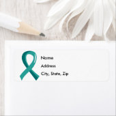 Blauwgroen lint voor ovariumkanker 3 etiket (Insitu)