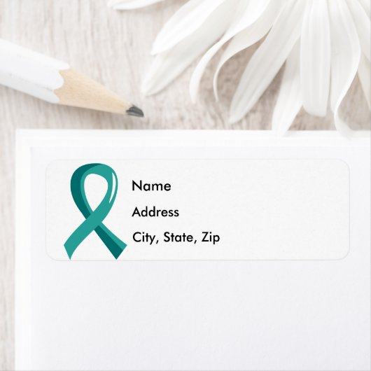 Blauwgroen lint voor ovariumkanker 3 etiket (Insitu)